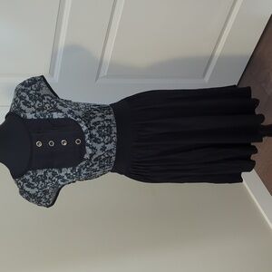 COLCCI | Black and gray, damask print dress, lined skirt, Very stretchy, medium